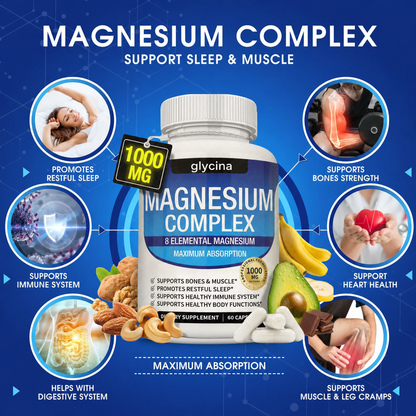 Glycina Magnesium Complex - benefits: sleep, muscle, immune, bones, heart, digestion
